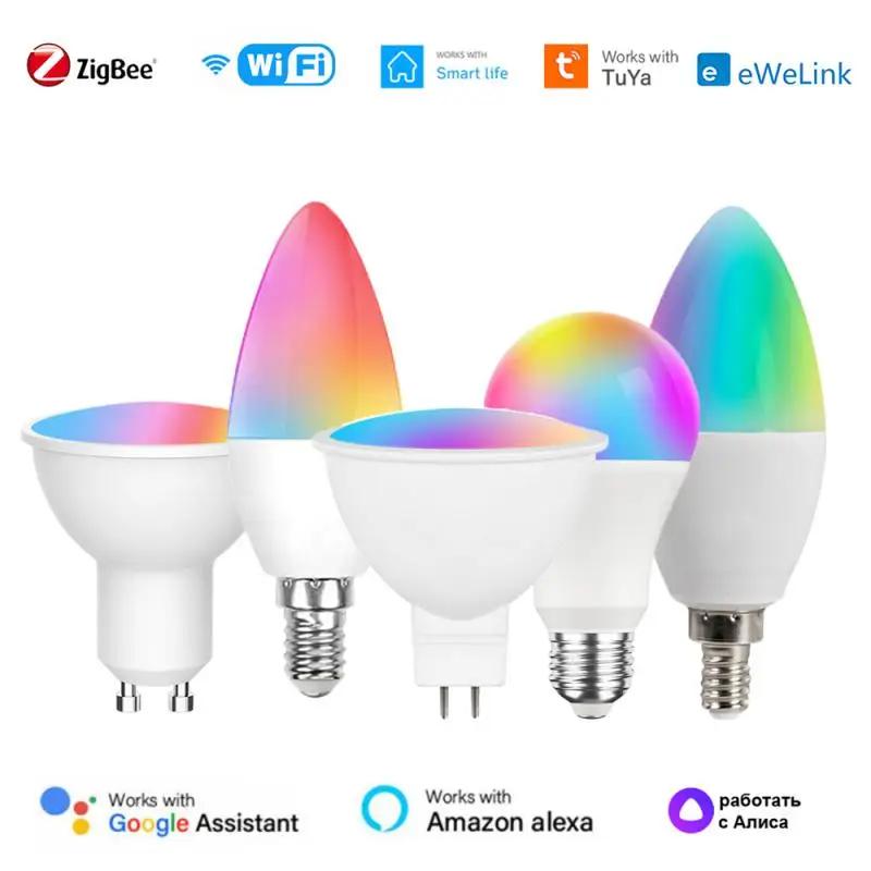 Tuya  ׺ Ʈ , RGB CW   LED , ˷  Ȩ ٸ eWelink  , E27, E14, E12, GU10, MR16